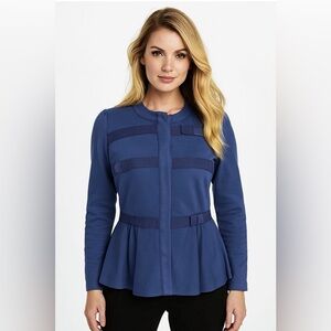 VINEYARD VINES PONTE PEPLUM NAVY JACKET GROSGRAIN RIBBON SIZE 2